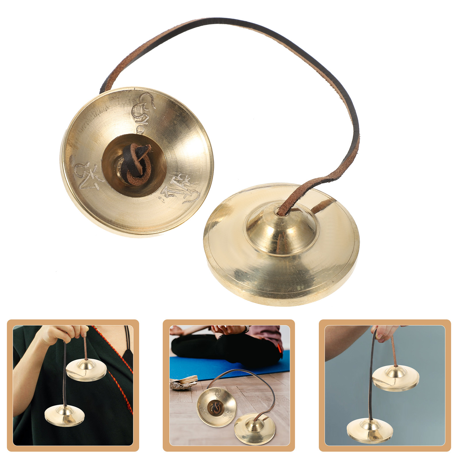 Musical Instrument With Hand - Campana de Cobre Vintage para Meditación,